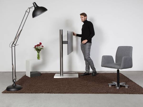 TV Ständer column art 118-ES Silber - Metall - 68 x 139 x 90 cm