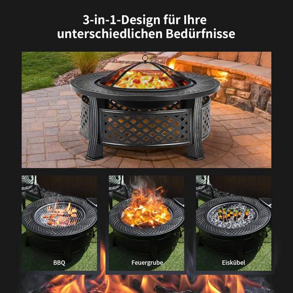 Vuurschaal VH32390NL zwart - metaal - 81 x 50 x 81 cm