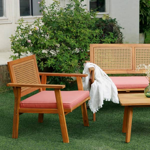 Gartenmöbel Set TEMUCO 4-tellig Pink - Massivholz - 118 x 75 x 59 cm