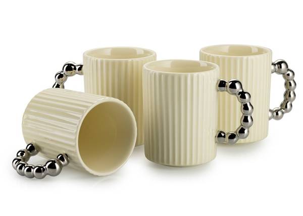 Kaffeeservice Luca Silber - Weiß - Keramik - 22 x 21 x 39 cm