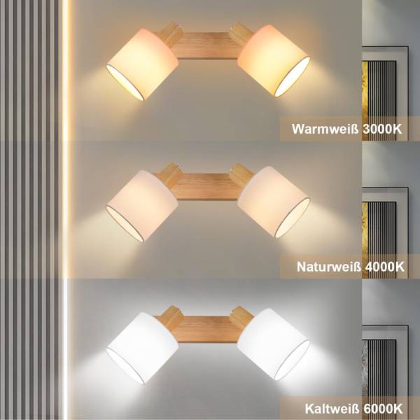 Deckenstrahler SALSW Braun - Weiß - 16 x 13 x 28 cm - Naturfaser - Textil - Durchmesser Lampenschirm: 11 cm