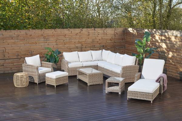 Gartensofa Gram Beige - Webstoff - 203 x 74 x 85 cm