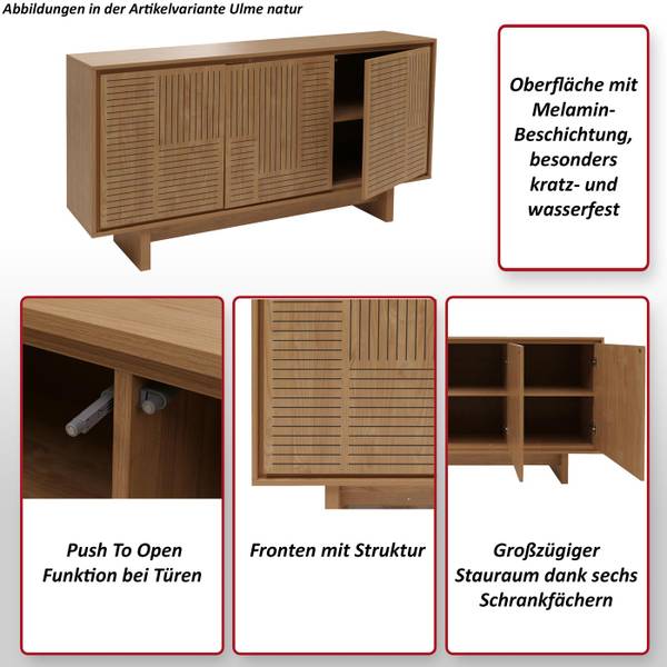Sideboard O35 Beige - Holzwerkstoff - Holz teilmassiv - 160 x 86 x 40 cm
