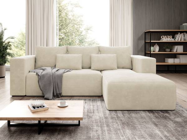 Ecksofa Stripes Cremeweiß - Ecke davorstehend rechts