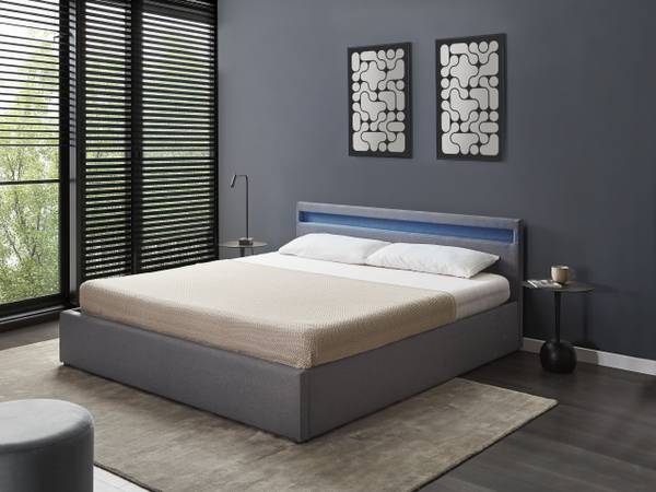 Lit double ARMELLE Textile - Largeur de la surface de couchage : 180 cm