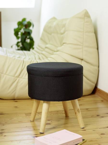Sitzhocker MAX EW-SH-0455 Schwarz - Edelstahl - 32 x 36 x 36 cm