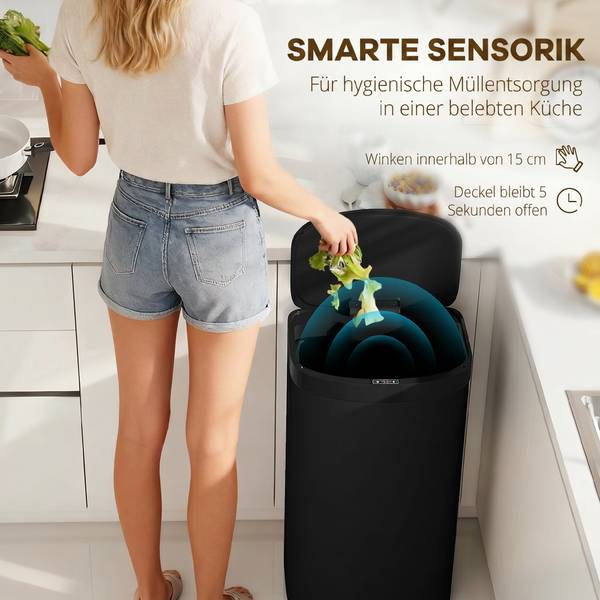 Sensor Mülleimer 851-055V00BK Schwarz - Metall - 29 x 69 x 38 cm