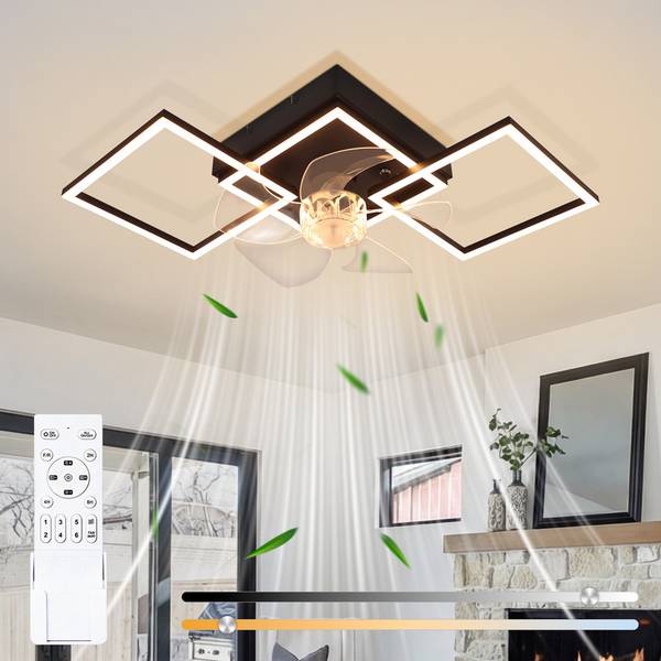 Deckenventilator W23R Schwarz - Eisen - 31 x 14 x 68 cm