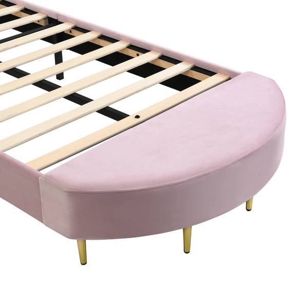 Kinderbett VELVMetal Ⅰ Pink - Samt - 100 x 110 x 241 cm