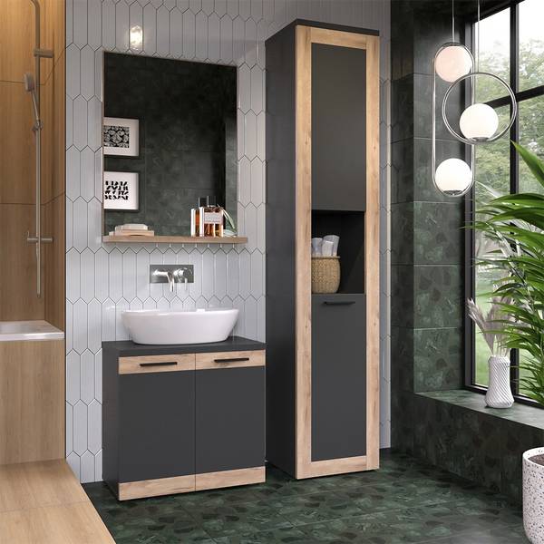 Armoire de salle de bain Niko 51868 Gris - Bois manufacturé - 40 x 195 x 35 cm