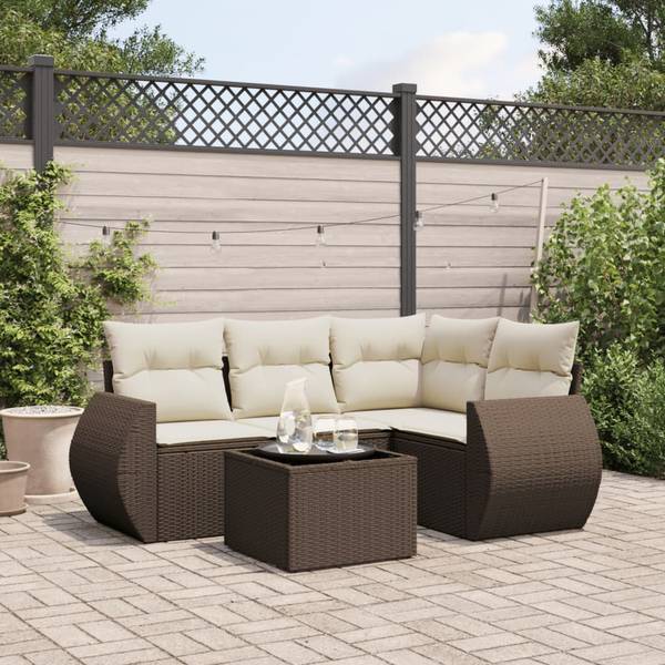 Loungeset 3035506-2 set van 5 bruin - crèmekleurig