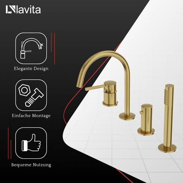 4-Loch-Wannenarmatur Orion Gold - Metall - 50 x 22 x 20 cm