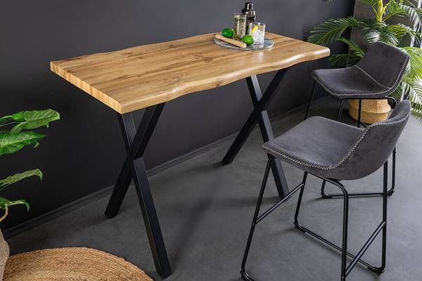 Bartisch WILD Beige - Schwarz - Holzwerkstoff - Metall - 120 x 100 x 60 cm