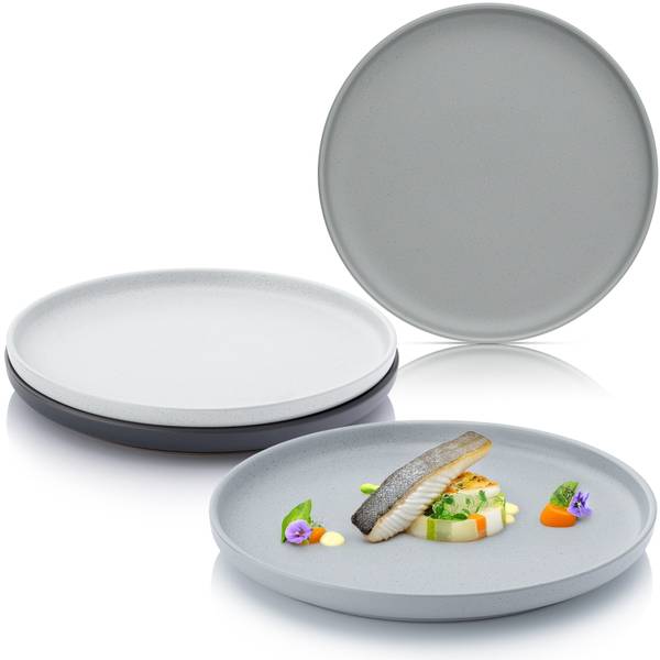 Speiseteller Leeds- 4 teilig Grau - Stein - 14 x 34 x 32 cm