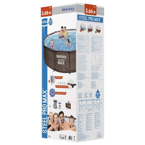Schwimmbad 92836 Braun - Stahl - 366 x 100 x 366 cm