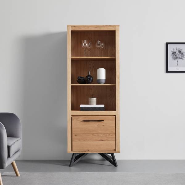 Vitrine EMILIO Braun - Holz teilmassiv - 65 x 175 x 40 cm