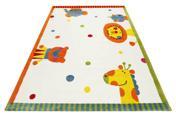 Kinderteppich Animal Festival Weiß - Polypropylen - 80 x 2 x 150 cm