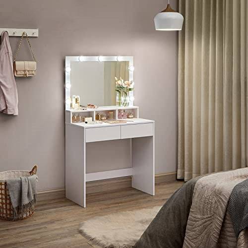 coiffeuse Orūmīyeh Blanc - Bois manufacturé - 40 x 140 x 80 cm