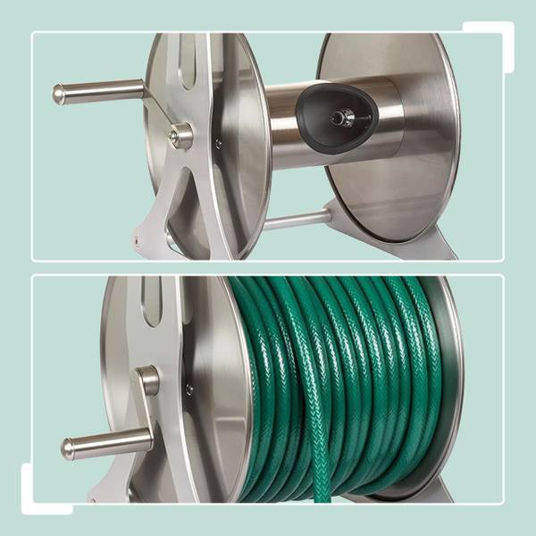 Schlauchtrommel Edelstahl Gold - Silber - Aluminium - Kupfer - 40 x 31 x 36 cm