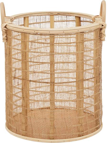 Korb LEAN Beige - Textil - Holz teilmassiv - 31 x 38 x 29 cm
