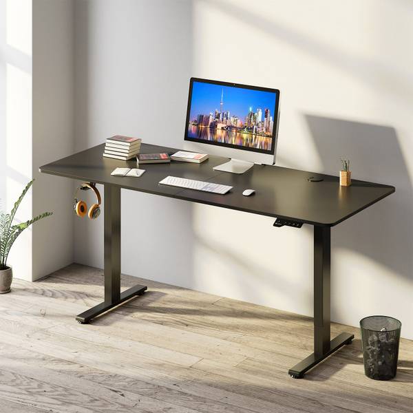 Schreibtisch Office höhenverstellbar Schwarz - Breite: 140 cm