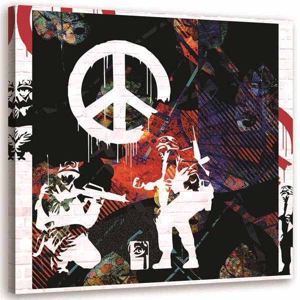 Wandbild banksy soldaten 30 x 30 cm