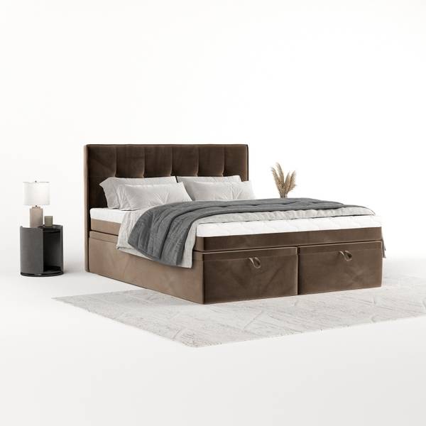 Boxspringbett ARIVO mit Stauraum Paros Braun - Liegefläche Breite: 140 cm