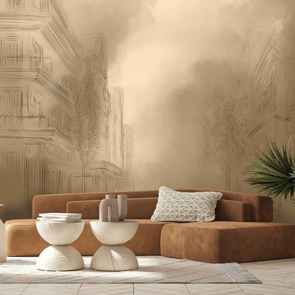 Fotobehang oud stadslandschap 150 x 105 cm