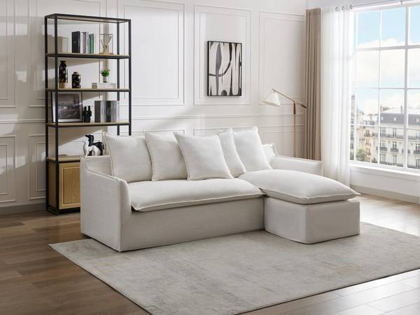 Sofa ohne Schlafmöglichkeit PENIOLA Beige - Weiß - Textil - 260 x 97 x 165 cm