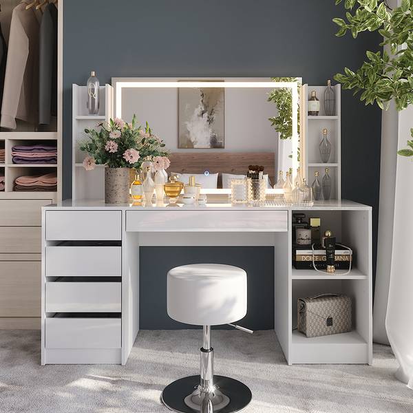 Schminktisch Sherry 57655 Weiß - Holzwerkstoff - 159 x 76 x 51 cm