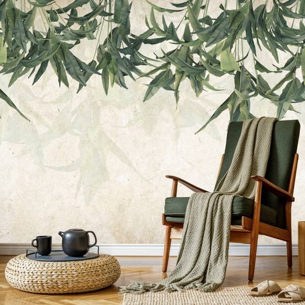 Papier Peint FEUILLES DE BANANE Béton 405 x 270 x 270 cm