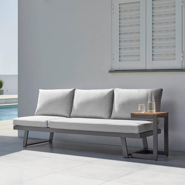 Gartenbank LOAN Grau - Metall - Massivholz - Textil - 210 x 84 x 78 cm