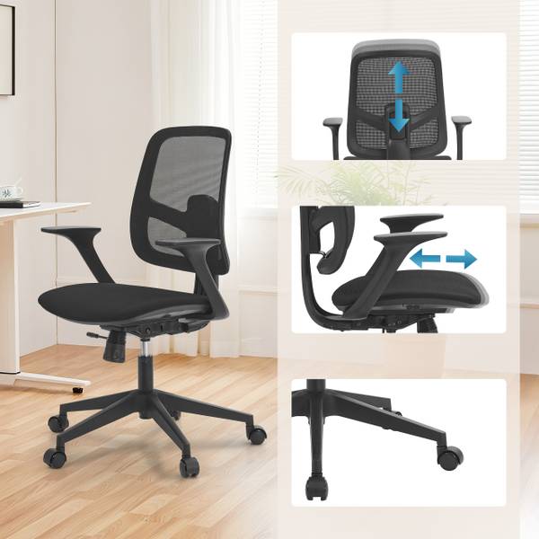Bürostuhl Malio Schwarz - Polyester - 68 x 114 x 63 cm