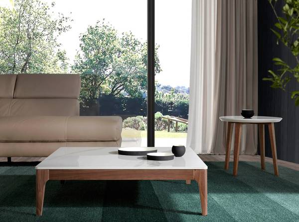 Couchtisch 2042 Braun - Weiß - Walnuss - Marmor - 100 x 30 x 100 cm