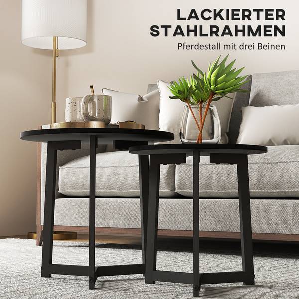 Couchtisch 2er-Set 83B-090V00BK Schwarz - Metall - 48 x 45 x 48 cm