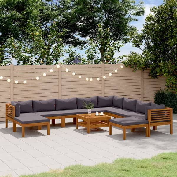 Garten-Lounge-Set 3011497-29 11-teilig Dunkelgrau - Grau