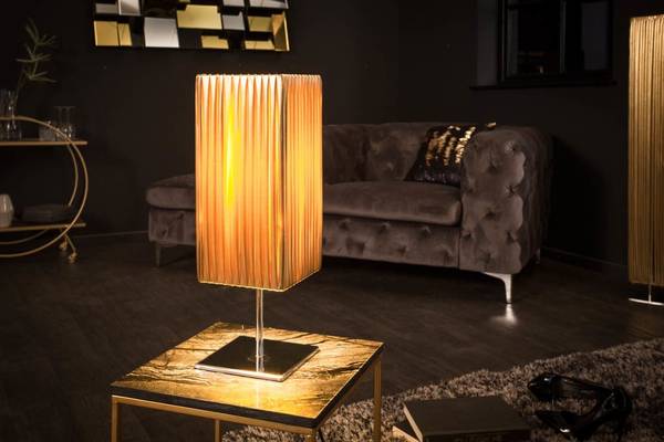 Tischlampe PARIS Gold - Silber - Polyester - 14 x 43 x 14 cm