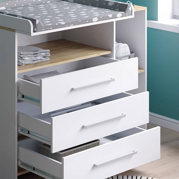 Wickelkommode Oskar 55591 Eiche Sand Dekor - Weiß