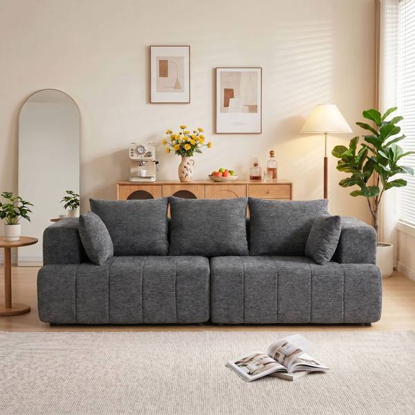 3-Sitzer-Sofa 83B-861V01GY Grau - Chenille - Polyester - 104 x 87 x 248 cm