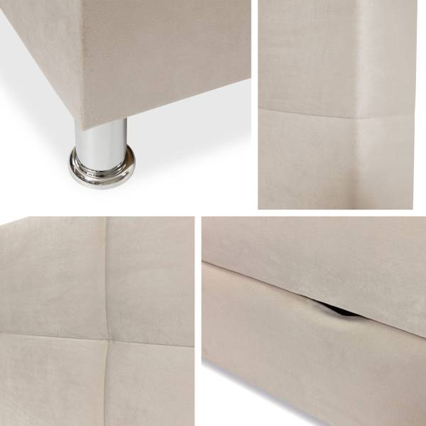 Boxspringbett Dave Beige - Microfaser - 192 x 118 x 210 cm