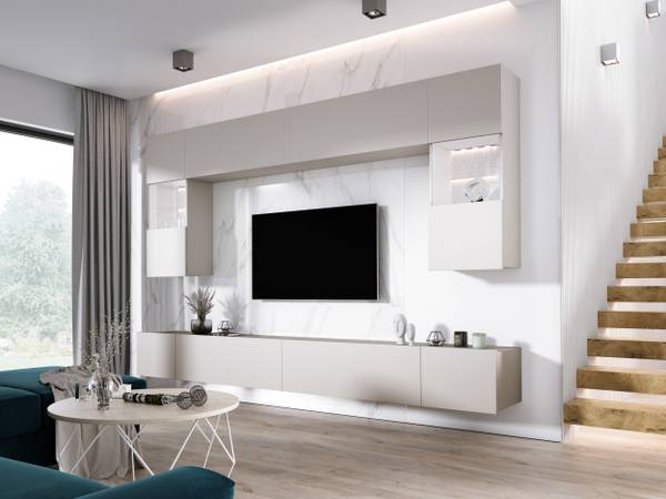 Wohnwand Segou Beige - Holzwerkstoff - 300 x 200 x 42 cm