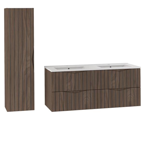 Badmöbel Siena 2er-Set Braun - Melamin - 120 x 50 x 46 cm