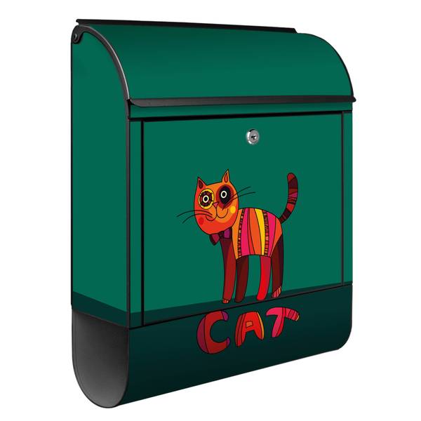 Briefkasten Stahl Orange Katze Schwarz - Stahl - 38 x 46 x 13 cm