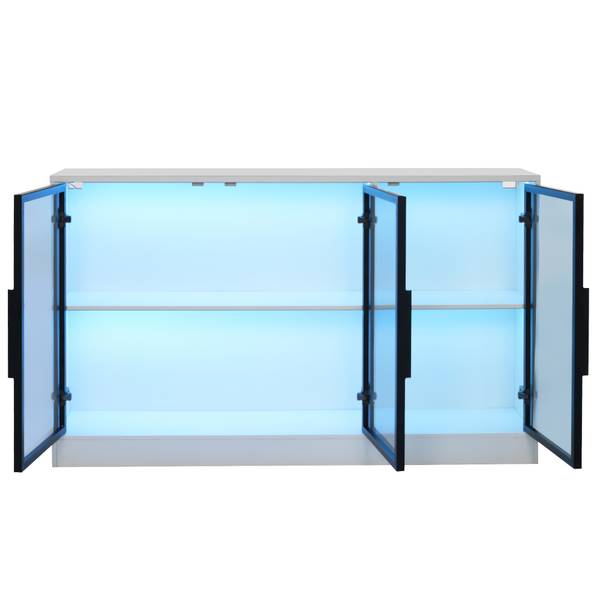 Vitrinekast BAGLA25 Ⅱ wit - plaatmateriaal op houtbasis - 120 x 30 x 120 cm