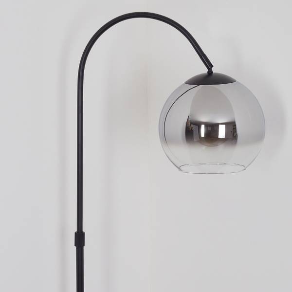 Stehlampe Cesaro Grau - Silber - Aluminium - Klarglas - 11 x 141 x 105 cm