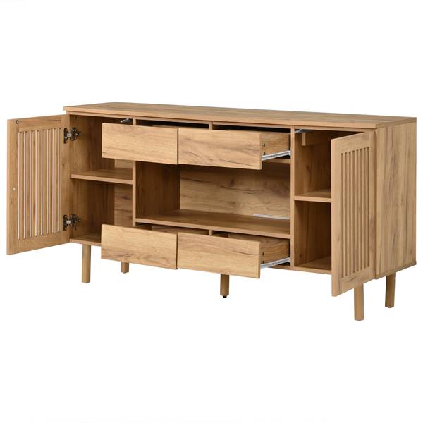 Sideboard Notus Ⅰ Braun - Holzwerkstoff - Massivholz - 140 x 71 x 35 cm