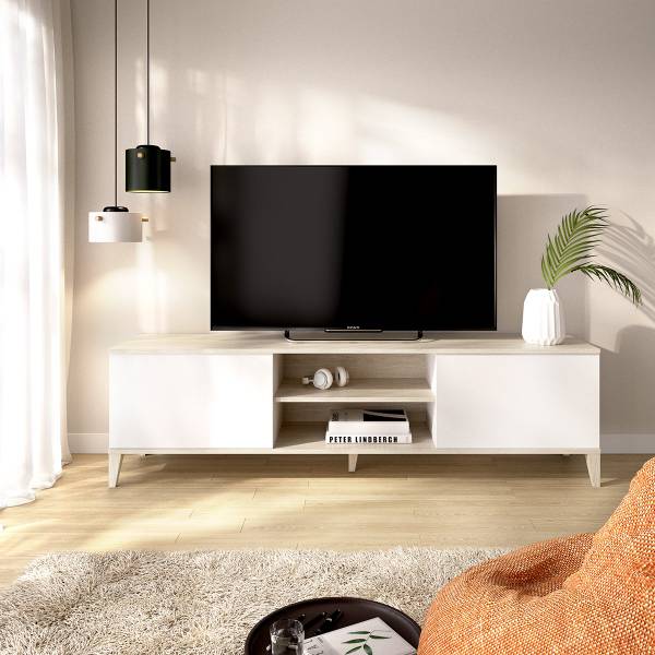 TV-Schrank Altus Weiß - Holzwerkstoff - 150 x 48 x 40 cm