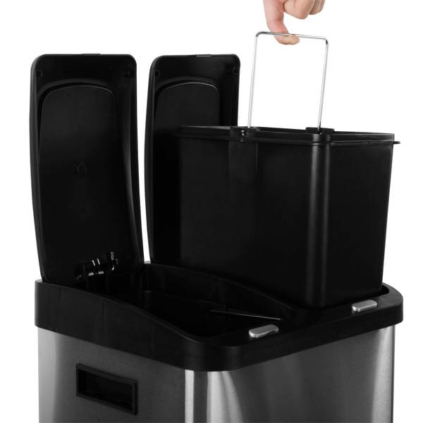 Mülleimer James Silber - Edelstahl - 33 x 77 x 33 cm