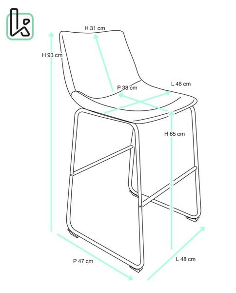 Tabouret de bar HELIO 64 (Lot de 2) Noir - Gris - Métal - 48 x 93 x 47 cm
