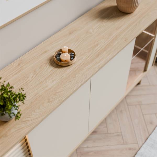 Commode FLORENCE beige - plaatmateriaal op houtbasis - 184 x 77 x 40 cm